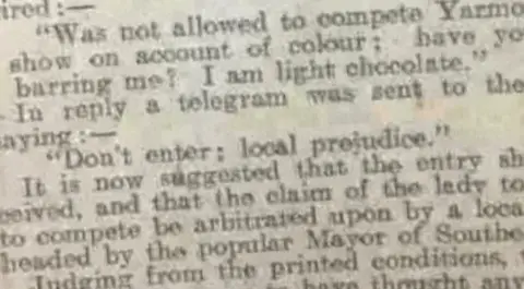 Sheffield Daily Telegraph Picture of a newspaper which says "Don't enter; local prejudice".