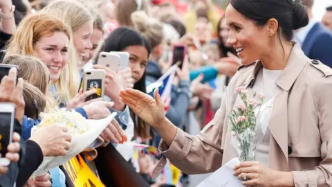 Chris Jackson/Getty Images The Duchess of Sussex meets crowds during a walkabout in Auckland, New Zealand