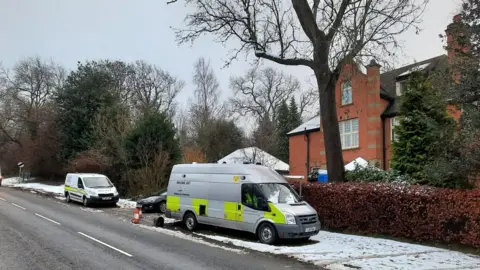 Outside the house in Halam on 15 January