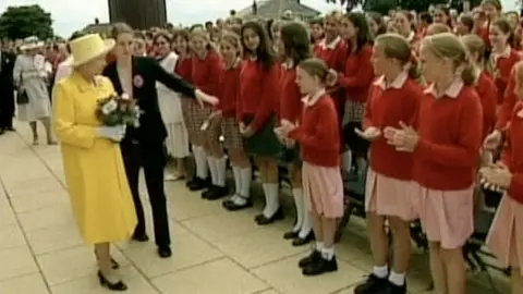 BBC Her Majesty officially opening a new building at Jersey College for Girls in 2001