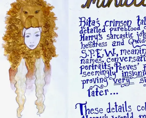 Hansons Chloe Esslemont's competition letter featuring an illustration and 50 words on why she loved the Harry Potter series