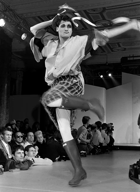 Getty Images In London in 1985, the first major show by newcomer John Galliano caused a stir (Credit: Getty Images)