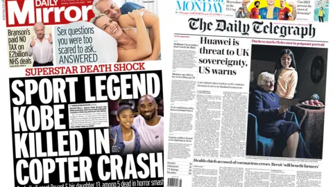 The Daily Mirror and Daily Telegraph front pages