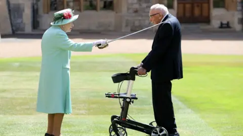 Getty Images The Queen and Captain Tom Moore